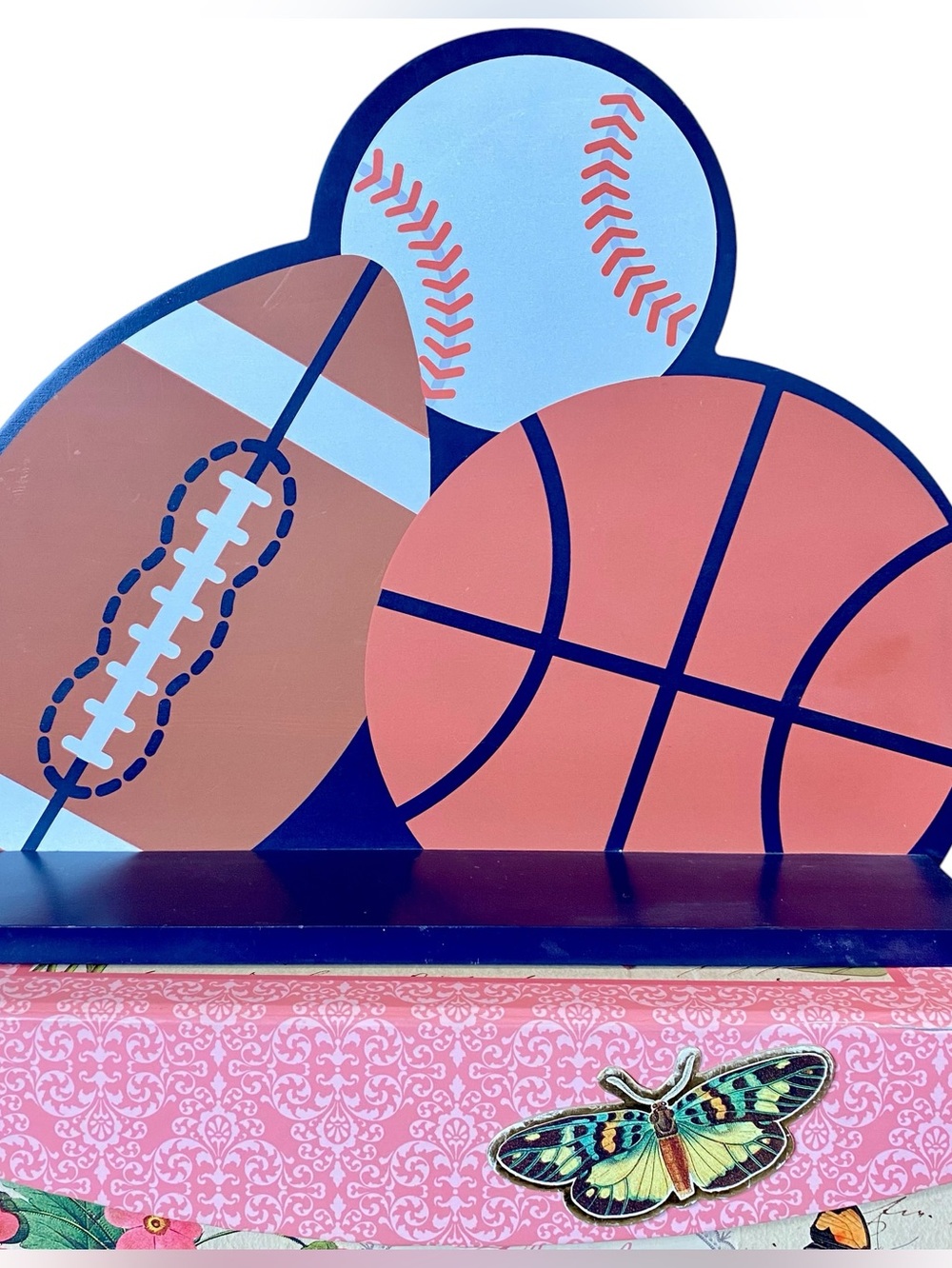 Sports Theme Wall Shelf Boys Room Decor Fiber Board  Basketball Football Soccer